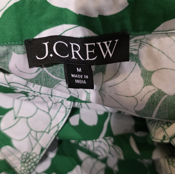 J. Crew V-neck tunic dress in Kelly GREEN White floral cotton poplin Size Medium - Picture 11 of 11